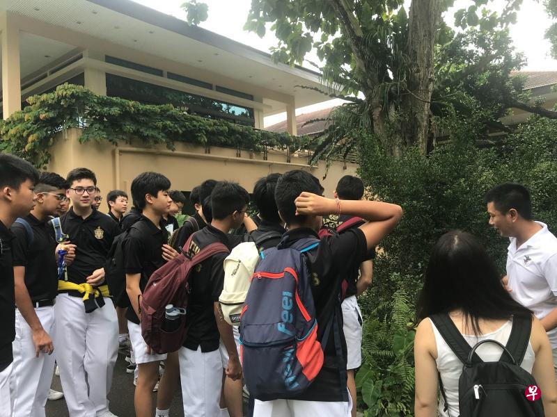 植物园内,同学们跟着工作人员了解本地植物与入侵品种(莱佛士书院学生何智诚提供) 植物园内,同学们跟着工作人员了解本地植物与入侵品种(莱佛士书院学生何智诚提供)