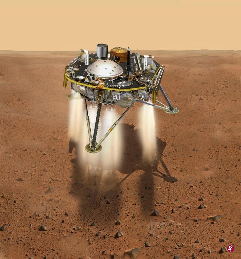 美国火星探测器“洞察号”(InSight)将于下周一(26日)在火星登陆。(法新社) 美国火星探测器“洞察号”(InSight)将于下周一(26日)在火星登陆。(法新社)