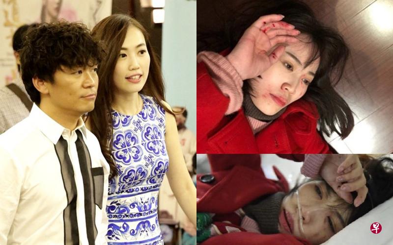 马蓉(左图右)指控遭王宝强殴打。媒体拍到马蓉疑似被打后送医照片(右图)。 马蓉(左图右)指控遭王宝强殴打。媒体拍到马蓉疑似被打后送医照片(右图)。