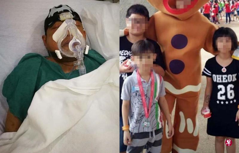 陈清源昨天在病床上竖起大拇指,表达自己非常高兴看到孩子。(受访者提供) 陈清源昨天在病床上竖起大拇指,表达自己非常高兴看到孩子。(受访者提供)