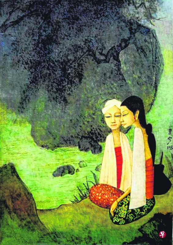 ▲新加坡先驱画家钟泗滨1982年作品《马来少女》。(集菁艺社提供) ▲新加坡先驱画家钟泗滨1982年作品《马来少女》。(集菁艺社提供)