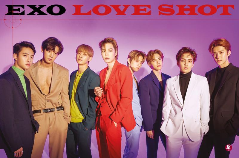 韩国人气男团EXO的新专辑《LOVE SHOT》连续两周取得专辑榜一位。(图/SM娱乐) 韩国人气男团EXO的新专辑《LOVE SHOT》连续两周取得专辑榜一位。(图/SM娱乐)