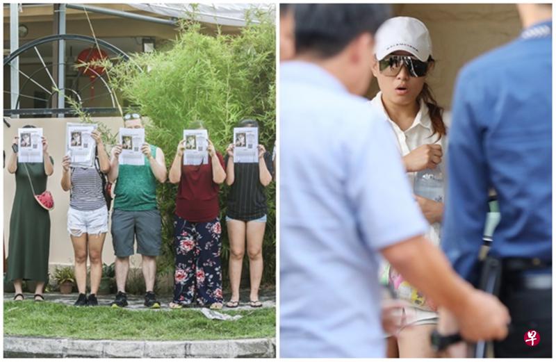 左图:约10名爱狗人士昨天前往现场,要女租户交代遗失的宠物狗的下落。(梁伟康摄影)右图:戴墨镜的女租户昨日返回洋房,爱狗人士围堵询问,女租户的朋友之后被指撞倒其中一人,惊动警方到场调查。 左图:约10名爱狗人士昨天前往现场,要女租户交代遗失的宠物狗的下落。(梁伟康摄影)右图:戴墨镜的女租户昨日返回洋房,爱狗人士围堵询问,女租户的朋友之后被指撞倒其中一人,惊动警方到场调查。