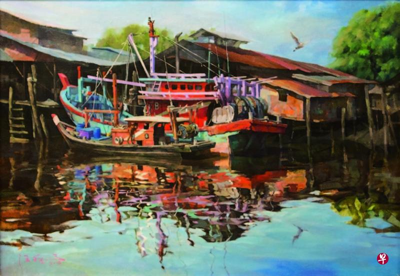 汪非油画《晨晓》。(主办方提供) 汪非油画《晨晓》。(主办方提供)