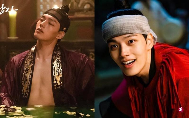 吕珍九剧中分饰两角——皇上李宪(左图)与戏子河善(右图)。(互联网) 吕珍九剧中分饰两角——皇上李宪(左图)与戏子河善(右图)。(互联网)