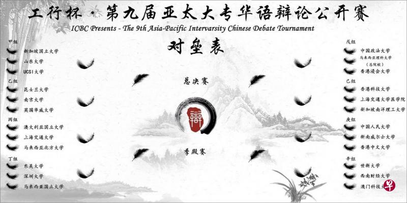 国大南大获亚太大专华语辩论公开赛参赛资格。(亚太辩官网) 国大南大获亚太大专华语辩论公开赛参赛资格。(亚太辩官网)