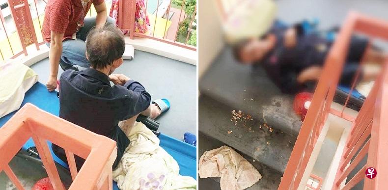 患癌叔拒绝援助,不愿回家,宁睡楼梯口,让国会议长陈川仁感到无奈。(取自陈川仁面簿) 患癌叔拒绝援助,不愿回家,宁睡楼梯口,让国会议长陈川仁感到无奈。(取自陈川仁面簿)