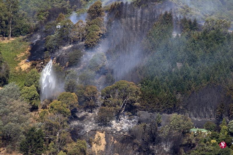 新西兰当局8日出动直接机在南岛北部纳尔逊附近协助灭火。(新华社) 新西兰当局8日出动直接机在南岛北部纳尔逊附近协助灭火。(新华社)