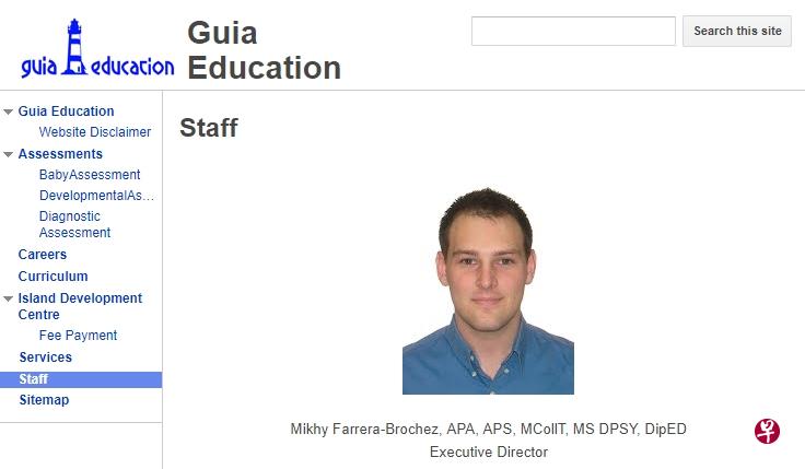 Guia Education网站上将布罗谢兹列为执行董事。(互联网) Guia Education网站上将布罗谢兹列为执行董事。(互联网)