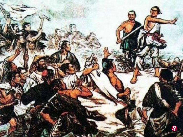 中国原初中语文课本中《陈涉世家》的插图。(互联网) 中国原初中语文课本中《陈涉世家》的插图。(互联网)