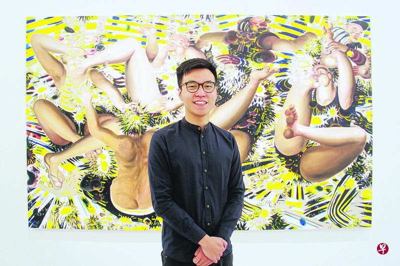 本地画家王亮杰的画作,着重于众多人体与对榴梿的美食欲望之间的感官交流。 本地画家王亮杰的画作,着重于众多人体与对榴梿的美食欲望之间的感官交流。