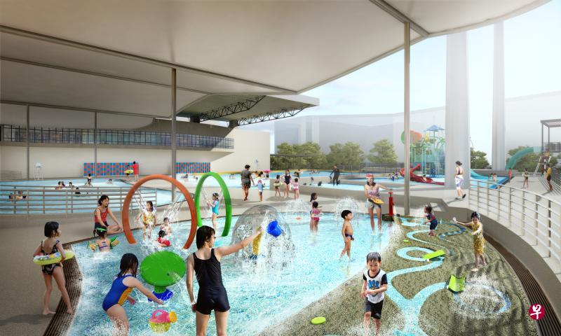 蔡厝港体育中心明年将增添有盖训练池、水上游乐设施和水上滑梯,为现有设施注入新元素。(新加坡体育理事会构想图) 蔡厝港体育中心明年将增添有盖训练池、水上游乐设施和水上滑梯,为现有设施注入新元素。(新加坡体育理事会构想图)