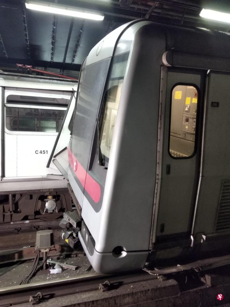 港铁荃湾线中环站发生列车相撞事故。(港铁提供) 港铁荃湾线中环站发生列车相撞事故。(港铁提供)