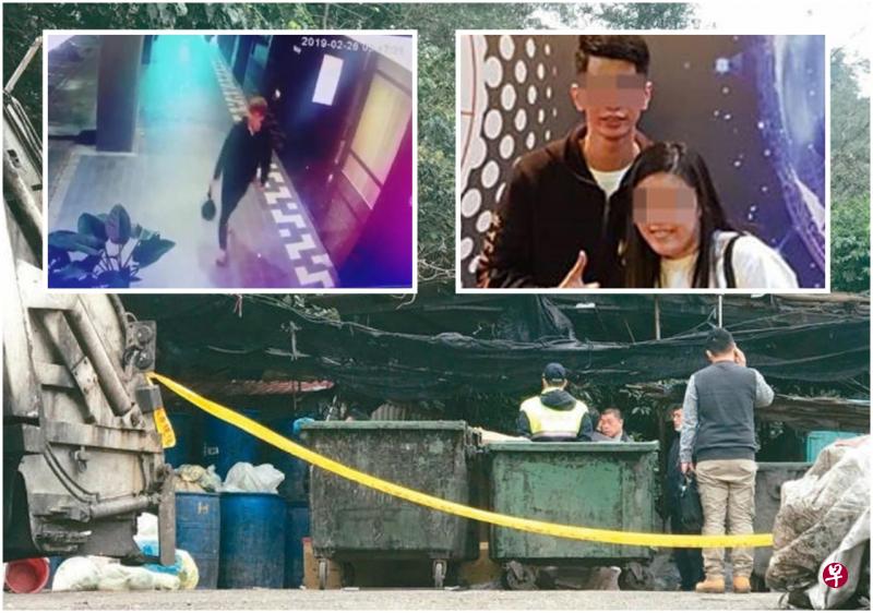 台湾快餐店的闭路电视拍到,王姓男子事发前提着黑色塑料袋在丢弃现场徘徊。(互联网) 台湾快餐店的闭路电视拍到,王姓男子事发前提着黑色塑料袋在丢弃现场徘徊。(互联网)