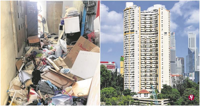 左图:各类杂物堆满走廊,若发生火患,逃生恐怕有困难。(互联网)右图:43年前建成的珍珠苑私人公寓,矗立在牛车水一带珍珠山的半山腰。(档案照) 左图:各类杂物堆满走廊,若发生火患,逃生恐怕有困难。(互联网)右图:43年前建成的珍珠苑私人公寓,矗立在牛车水一带珍珠山的半山腰。(档案照)