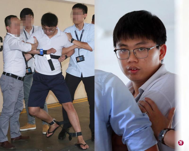 被告卓新安落网后被押回现场向查案人员重组案情。(档案照) 被告卓新安落网后被押回现场向查案人员重组案情。(档案照)