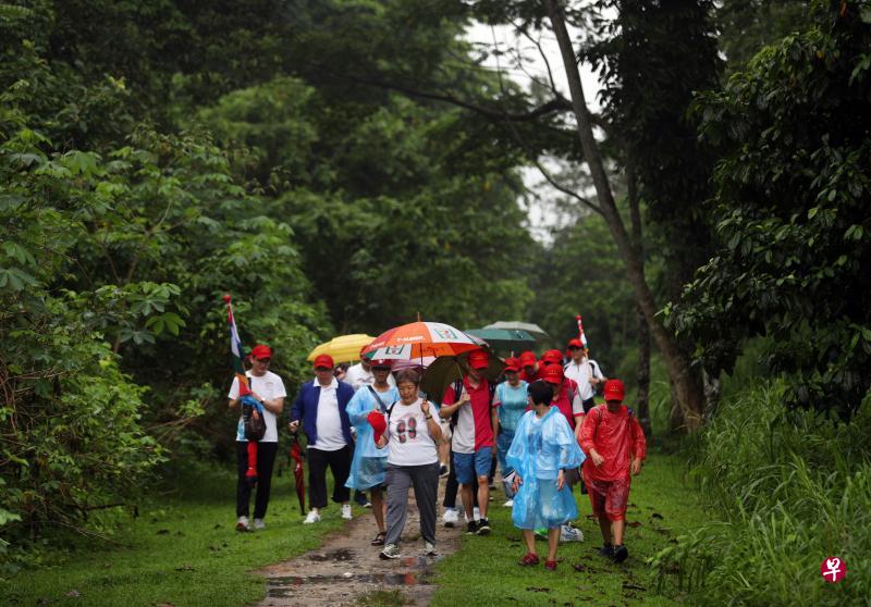 从早晨7时开始徒步,参与九龙会义走活动的公众穿过树林和铁道走廊,经过武吉知马自然保护区,走了将近7公里。 从早晨7时开始徒步,参与九龙会义走活动的公众穿过树林和铁道走廊,经过武吉知马自然保护区,走了将近7公里。