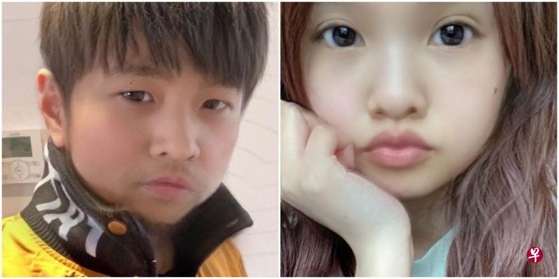 台湾歌手周杰伦(左)和杨丞琳透过“Snapchat”,一秒变童颜。(互联网) 台湾歌手周杰伦(左)和杨丞琳透过“Snapchat”,一秒变童颜。(互联网)
