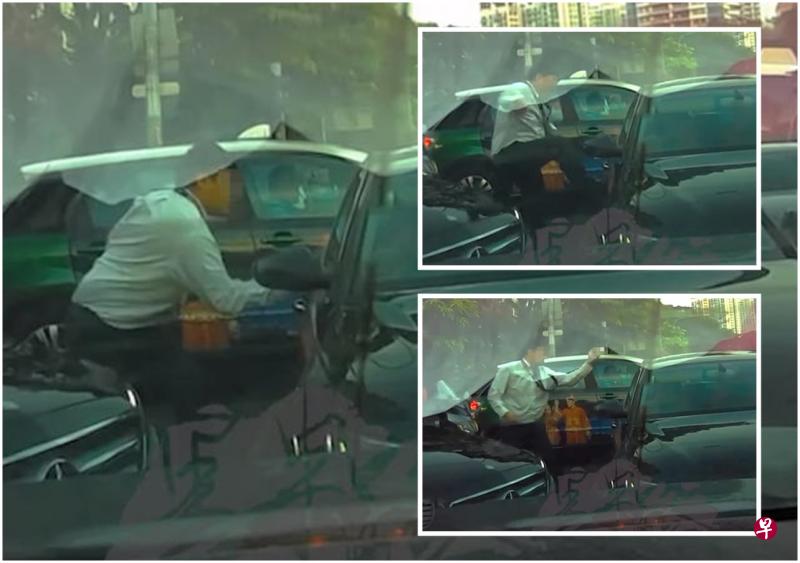 马赛地司机不满前方的奥迪停在黄格里,气得他下车猛踹车门还比中指。。(取自面簿) 马赛地司机不满前方的奥迪停在黄格里,气得他下车猛踹车门还比中指。。(取自面簿)