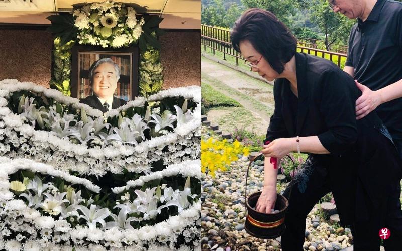 琼瑶(右图)带着儿孙一起为平鑫涛举行花葬。(互联网) 琼瑶(右图)带着儿孙一起为平鑫涛举行花葬。(互联网)