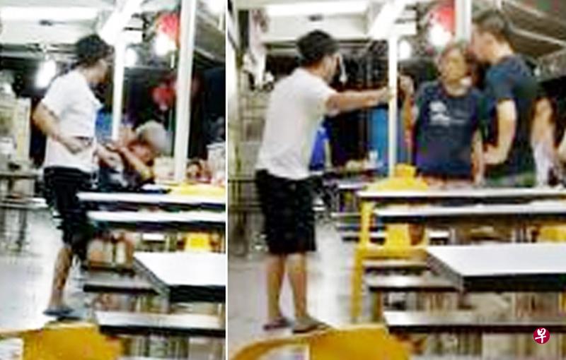 男子在咖啡店和妇女发生争执。（面簿视频截图）