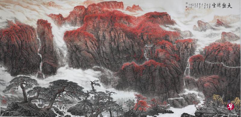 《大壑腾云》绣作原画出自当代画家陈克永。(主办方提供) 《大壑腾云》绣作原画出自当代画家陈克永。(主办方提供)