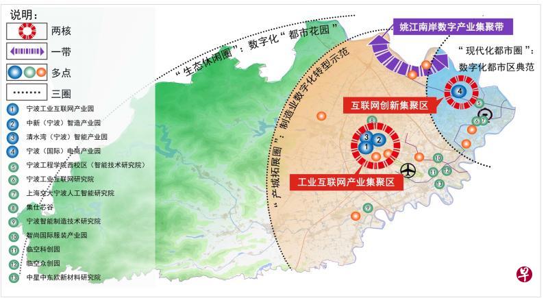 海曙数字经济发展空间布局。(海曙区经信局提供) 海曙数字经济发展空间布局。(海曙区经信局提供)