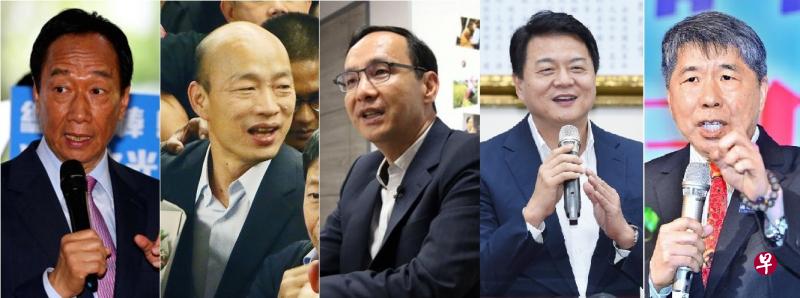 今晚的政见会将是郭台铭(左一)的处女秀,其他初选候选人(左二起),即韩国瑜、朱立伦、周锡玮和张亚中也将出席政见会。(自由时报/中新社/梁伟康摄/朱立伦办公室提供) 今晚的政见会将是郭台铭(左一)的处女秀,其他初选候选人(左二起),即韩国瑜、朱立伦、周锡玮和张亚中也将出席政见会。(自由时报/中新社/梁伟康摄/朱立伦办公室提供)