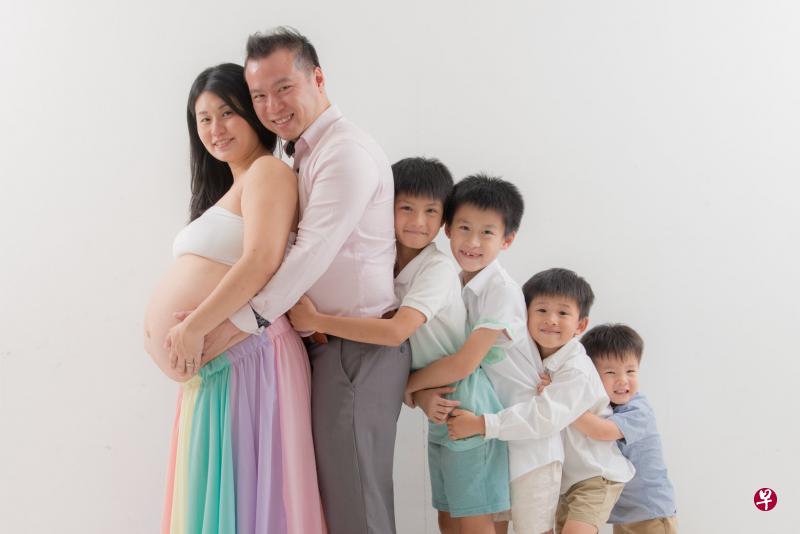 林惠贞育有四名儿子,目前怀第五胎。(受访者提供) 林惠贞育有四名儿子,目前怀第五胎。(受访者提供)
