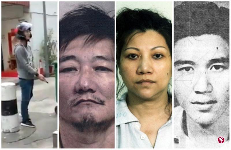 左起:青年张永兴挥刀伤人被判坐牢30个月4周兼打6鞭;青年的父亲张朝金因贩毒被判死刑;姑姑张金凤因谋杀妓女被问吊;表伯林万霖与警探枪战被打死。(档案照) 左起:青年张永兴挥刀伤人被判坐牢30个月4周兼打6鞭;青年的父亲张朝金因贩毒被判死刑;姑姑张金凤因谋杀妓女被问吊;表伯林万霖与警探枪战被打死。(档案照)