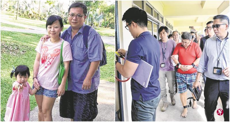 左图:被告张锦兴与妻子钟佩珊和女儿张芷宁的合照。被告称案发时决定与妻女同归于尽,以解决财务问题。右图:被告张锦兴被押回命案现场重组案情。辩方料以他在案发时的精神状况为抗辩理由之一。(档案照) 左图:被告张锦兴与妻子钟佩珊和女儿张芷宁的合照。被告称案发时决定与妻女同归于尽,以解决财务问题。右图:被告张锦兴被押回命案现场重组案情。辩方料以他在案发时的精神状况为抗辩理由之一。(档案照)