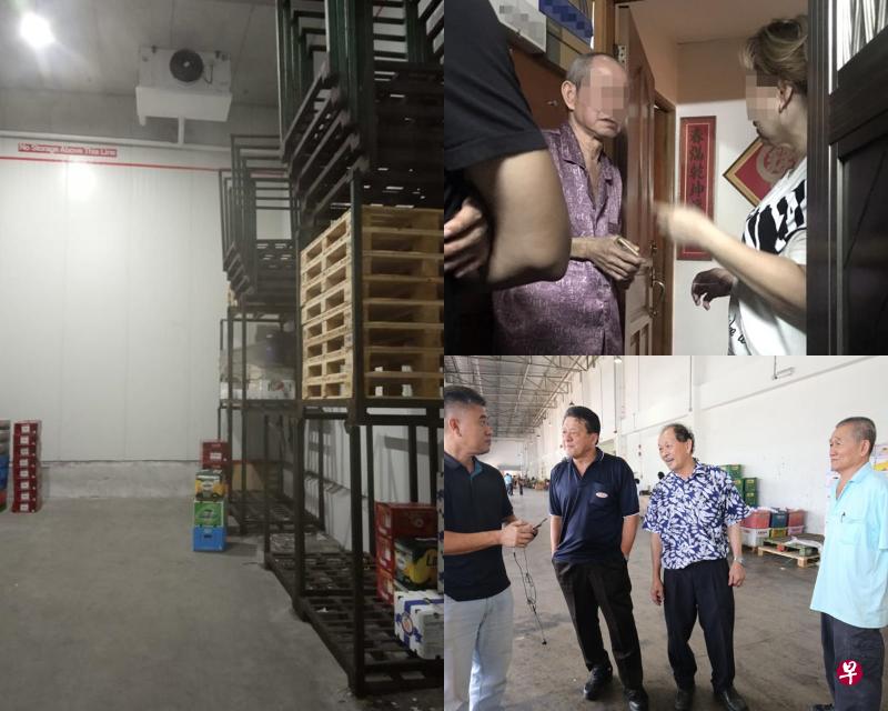 (左图)原本满满的冷藏室隔夜清空,有进口商指从未发生冷藏室清空的情况,担心出事了。(受访者提供)(右上图)批发商夫妇解释,五年前中风后,已把生意交由员工打理,但一直收不回账,人家欠钱,他们才会欠进口商钱。(右下图)陈国忠(左一)与其他水果进口商都被拖欠多个月的账,10多名进口商估计损失近200万元。 (左图)原本满满的冷藏室隔夜清空,有进口商指从未发生冷藏室清空的情况,担心出事了。(受访者提供)(右上图)批发商夫妇解释,五年前中风后,已把生意交由员工打理,但一直收不回账,人家欠钱,他们才会欠进口商钱。(右下图)陈国忠(左一)与其他水果进口商都被拖欠多个月的账,10多名进口商估计损失近200万元。