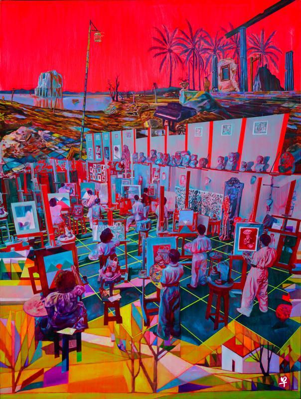 画作《西方实验室》探索画家的受训传统与模式。(主办方提供) 画作《西方实验室》探索画家的受训传统与模式。(主办方提供)