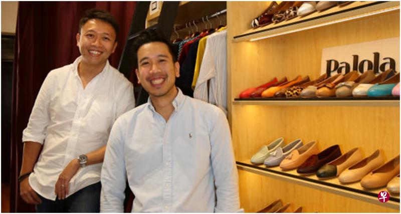 洪瑞良(左)和梁文俊(右)分别辞去时尚摄影师和网球教练的全职工作,携手售卖手工女装鞋。(李薇摄) 洪瑞良(左)和梁文俊(右)分别辞去时尚摄影师和网球教练的全职工作,携手售卖手工女装鞋。(李薇摄)