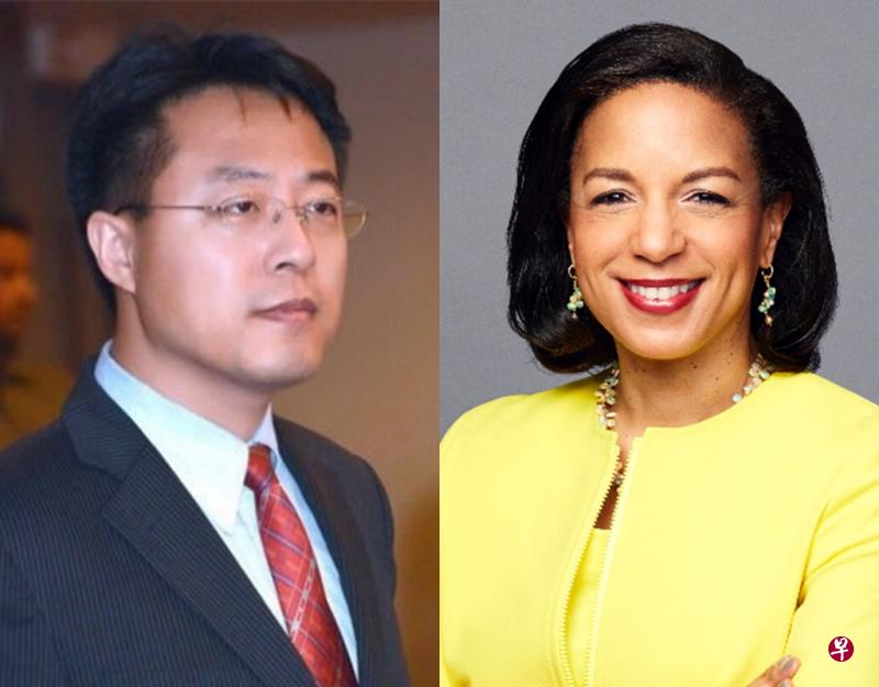 中国驻巴基斯坦外交官赵立坚（左）与美国前国家安全顾问赖斯（右）隔空对骂（合成自推特头像）