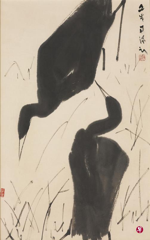 柳易斯姐妹收藏的小品《白鹭》（1970）。（主办方提供）