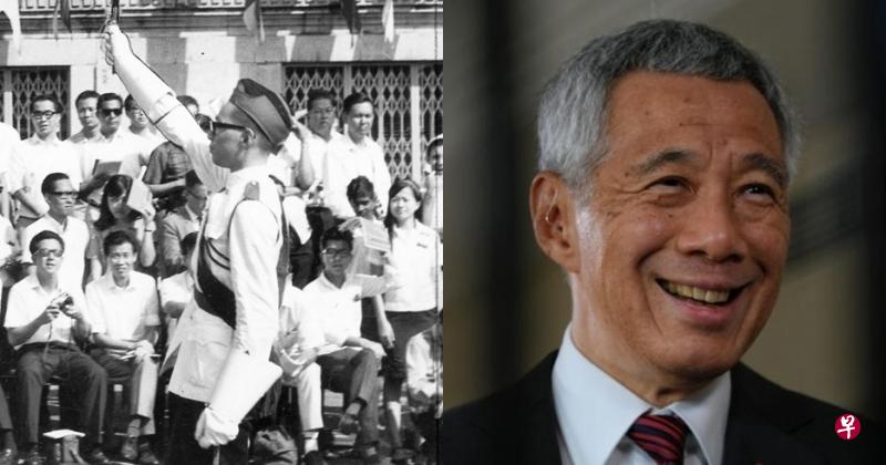 1969年是新加坡开埠150周年,当时还是学生的李显龙总理以学校军乐队领队的身份参加了步操。(档案照) 1969年是新加坡开埠150周年,当时还是学生的李显龙总理以学校军乐队领队的身份参加了步操。(档案照)