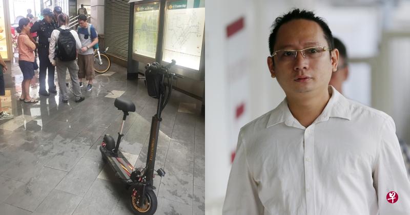 被告(右二)在唐城坊的出口处骑电动踏板车撞伤一名台湾女游客,事发后被警员问话。(档案照) 被告杜志伟要向高庭上诉。(海峡时报) 被告(右二)在唐城坊的出口处骑电动踏板车撞伤一名台湾女游客,事发后被警员问话。(档案照) 被告杜志伟要向高庭上诉。(海峡时报)