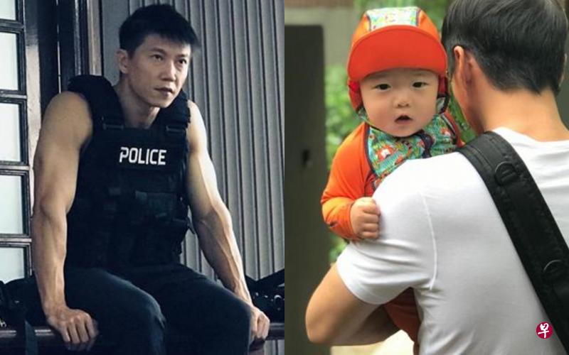 左图:翁清海在动作片《越界》中扮演扮演特警部队的队长。右图:翁清海特地飞回新抱抱1岁儿。(受访者提供) 左图:翁清海在动作片《越界》中扮演扮演特警部队的队长。右图:翁清海特地飞回新抱抱1岁儿。(受访者提供)