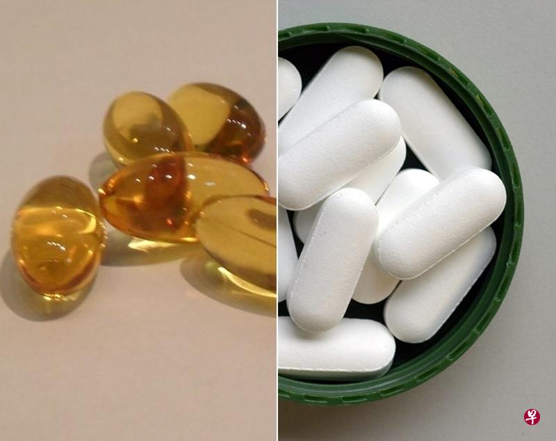 鱼油(左)、钙片不宜空腹服食?(档案照) 鱼油(左)、钙片不宜空腹服食?(档案照)
