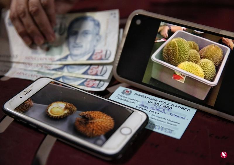 张女士申诉榴梿自助餐品质不佳,家人跟摊贩起争执还闹上警局。(陈佩敏摄) 张女士申诉榴梿自助餐品质不佳,家人跟摊贩起争执还闹上警局。(陈佩敏摄)