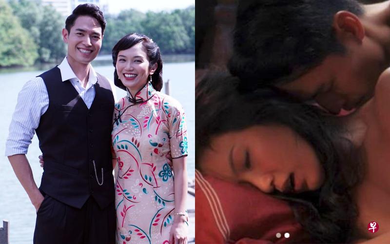 白薇秀(左图右)与周家汉用心拍摄《最后的夫人》的全裸床戏,可惜最后剪剩两人的面部表情(右图)。(互联网) 白薇秀(左图右)与周家汉用心拍摄《最后的夫人》的全裸床戏,可惜最后剪剩两人的面部表情(右图)。(互联网)