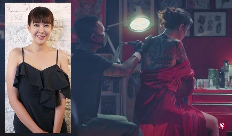 刘子绚在片中裸背文身,假文身花3小时都洗不掉。(林泽锐摄/堂堂映画提供) 刘子绚在片中裸背文身,假文身花3小时都洗不掉。(林泽锐摄/堂堂映画提供)