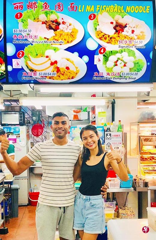 印族帅哥纪季凡与未婚妻梅丽娜一同经营以她命名的肉脞面生意。（受访者提供）