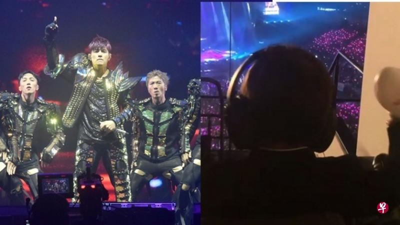 周杰伦(左图)在上海开唱,儿子罗蜜欧(右图)在台下兴奋挥手。(互联网) 周杰伦(左图)在上海开唱,儿子罗蜜欧(右图)在台下兴奋挥手。(互联网)