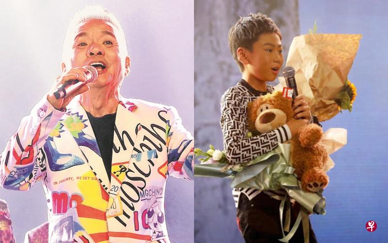左图:65岁的陈建彬演唱罗文的歌曲,宝刀未老。右图:EC一平在台上收到许多礼物。(严宣融摄) 左图:65岁的陈建彬演唱罗文的歌曲,宝刀未老。右图:EC一平在台上收到许多礼物。(严宣融摄)