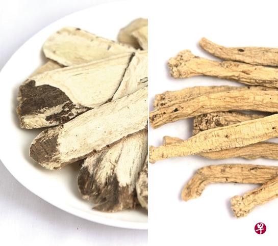 黄芪(左)与党参。(档案照) 黄芪(左)与党参。(档案照)