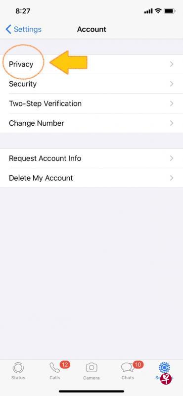 ① 进入WhatsApp设置,选择Account(账户),点击Privacy(隐私)。(互联网) ① 进入WhatsApp设置,选择Account(账户),点击Privacy(隐私)。(互联网)