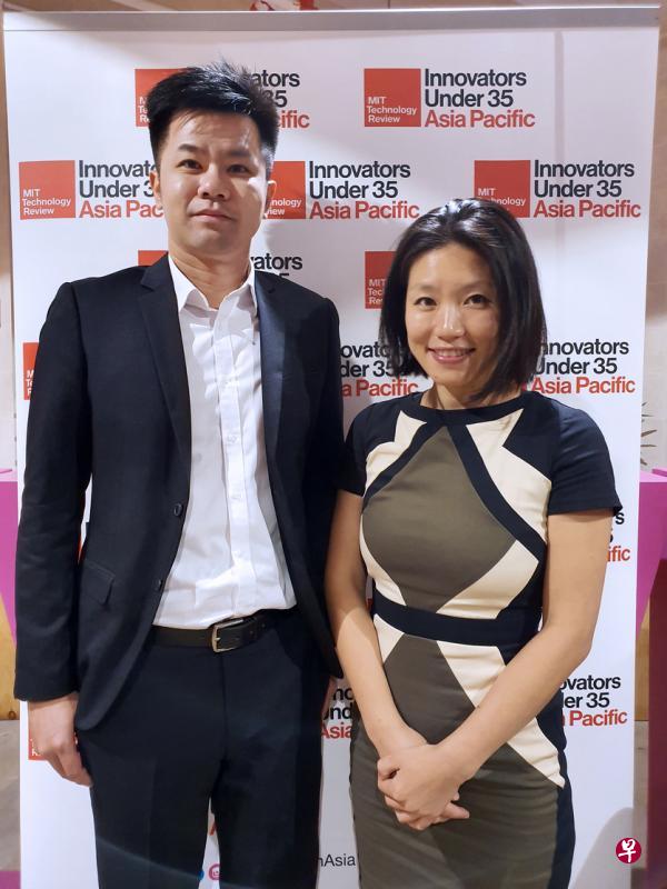 麻省理工学院《技术评论》杂志亚太区35岁以下创新者其中两名得奖人陈柏彦(左)和高媛。(杨涵静摄) 麻省理工学院《技术评论》杂志亚太区35岁以下创新者其中两名得奖人陈柏彦(左)和高媛。(杨涵静摄)