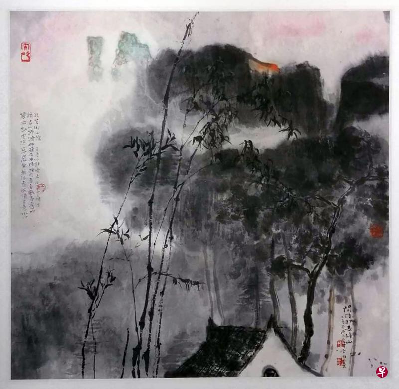 戴文标水墨画《闭门即是深山》。(画家提供) 戴文标水墨画《闭门即是深山》。(画家提供)